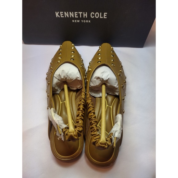 Kenneth Cole Nicola Brown Leather Studded Slingback Flats KL25NIC02 women's 7M - Picture 4 of 8